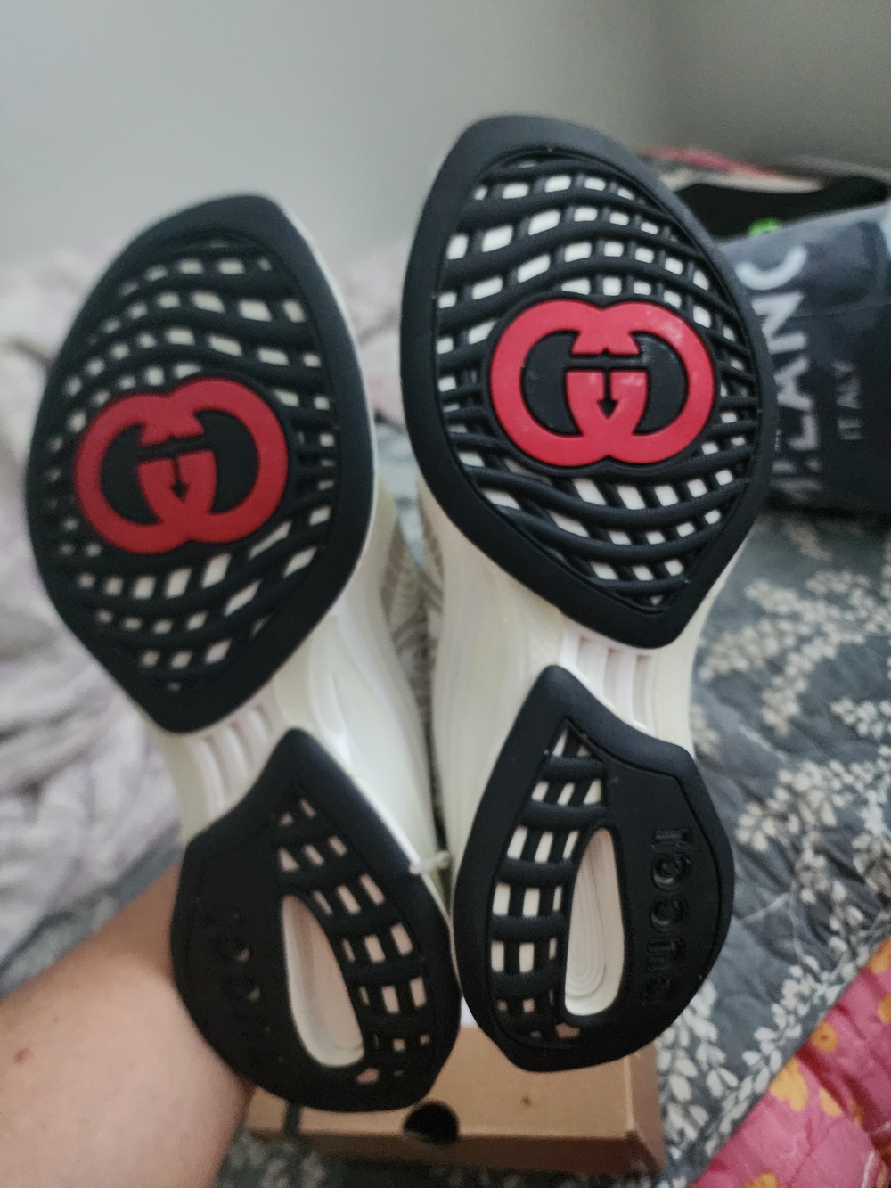 Gucci Black and Red Athletic Shoes